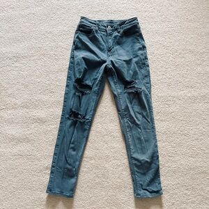 American Eagle Black Ripped Mom Jeans